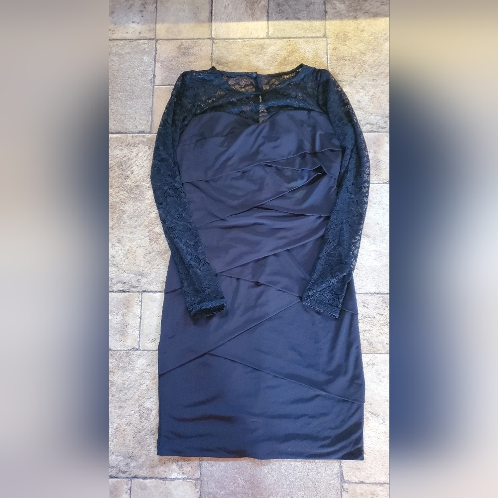 White House Black Market Black Dress with Lace size 10